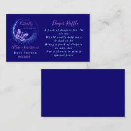 Lila Sparkle Fjäril Baby Shower Blöja Lotteri Tilläggskort