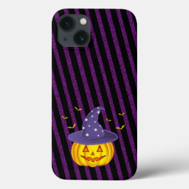 Lila Sparkles & Black Rand Halloween Pumpkin