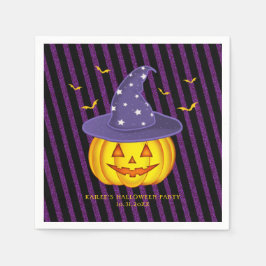 Lila Sparkles & Black Rand Halloween Pumpkin Pappersservett