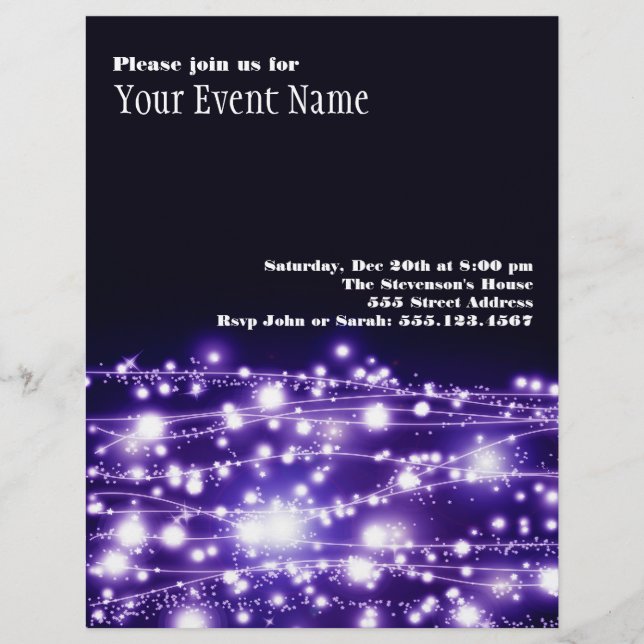 Lila Sparkling Stars Flyer (Framsida)