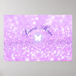 Lila Sparkly Glitter Butterfly Princess Poster
