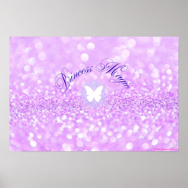 Lila Sparkly Glitter Butterfly Princess Poster (Framsidan)
