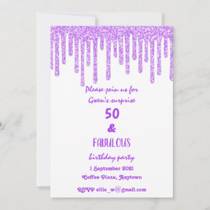 Lila Sparkly Vax 50 och Fabulous Birthday Inbjudningar