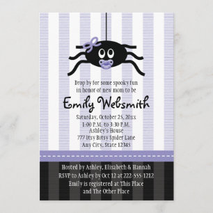 Lila Spider Halloween-inbjudningar till babyskor Inbjudningar