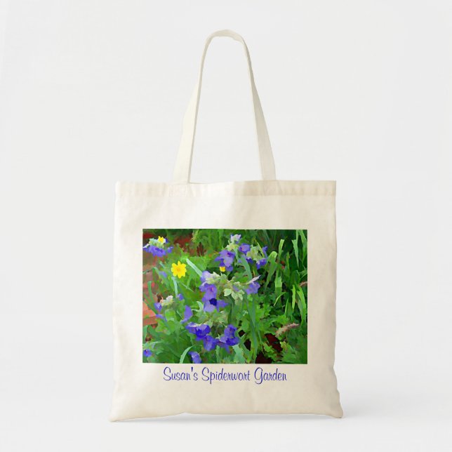Lila Spiderwort Blomsterträdgård Tote Bag Tygkasse (Framsidan)