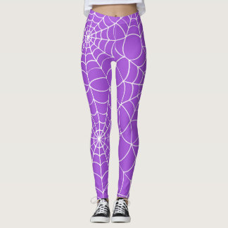 Lila Spindelnät Halloween Leggings