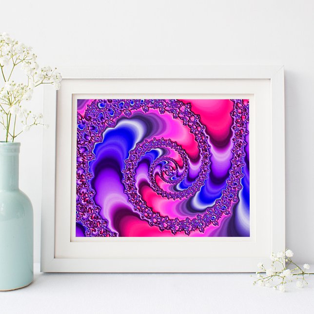 Lila Spiral Poster (Hot Pink and Purple Fractal Art Spiral Poster)