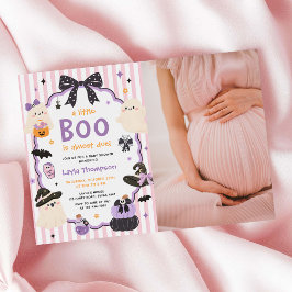 Lila spök Halloween Boo flicka baby shower foto Inbjudningar