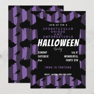 Lila-spooktaculär halloween-inbjudan inbjudningar