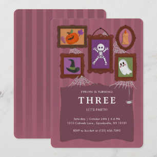 Lila Spooky Cute Gallery Halloween Birthday Inbjudningar