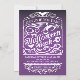 Lila Spooky Gothic Halloween-inbjudan Inbjudningar