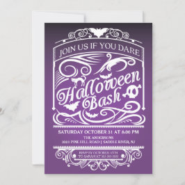 Lila Spooky Gothic Halloween-inbjudan Inbjudningar