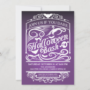 Lila Spooky Gothic Halloween-inbjudan Inbjudningar