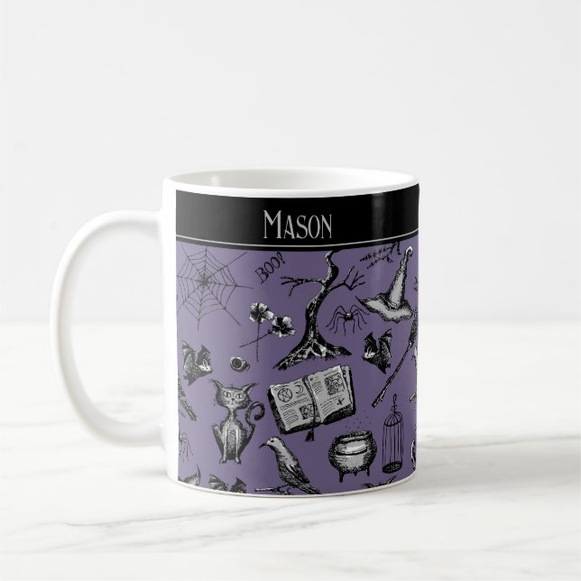 Lila Spooky Halloween Kids Mugg (Vänster)