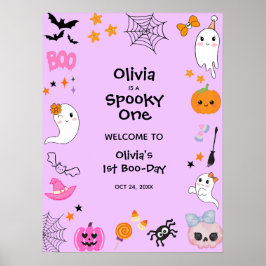 Lila Spooky One Halloween 1:a födelsedag Välkommen Poster