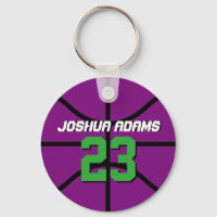 Lila Sports Team Idrottsmans Basketball Keychain