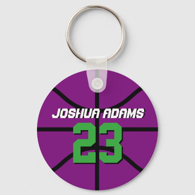 Lila Sports Team Idrottsmans Basketball Keychain Nyckelring (Framsida)