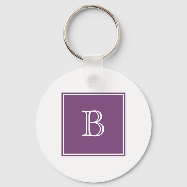 Lila Square Monogram Basic Keychain Nyckelring (Framsida)