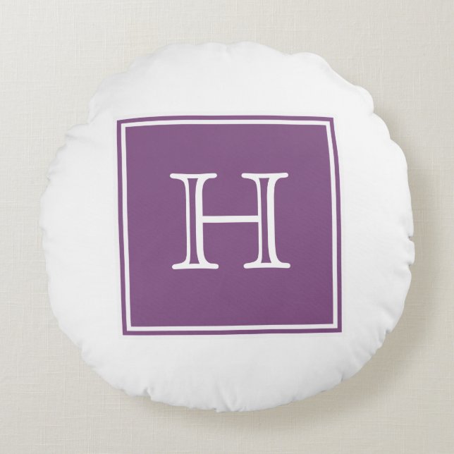 Lila Square Monogram Round Pillow Rund Kudde (Framsidan)