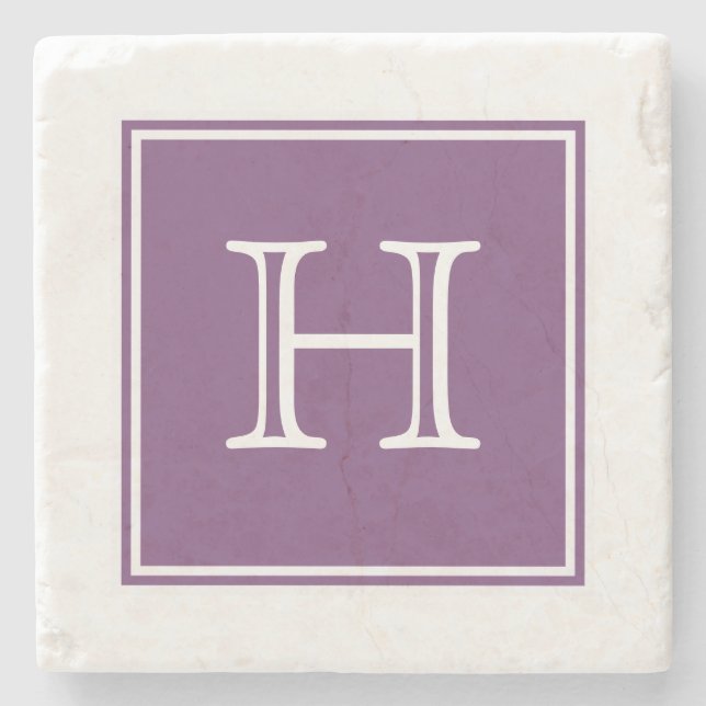 Lila Square Monogram Stone Underlägg Sten (Framsidan)
