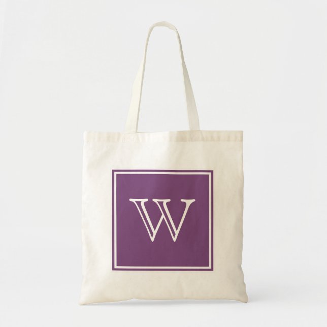 Lila Square Monogram Tote Bag Tygkasse (Framsidan)
