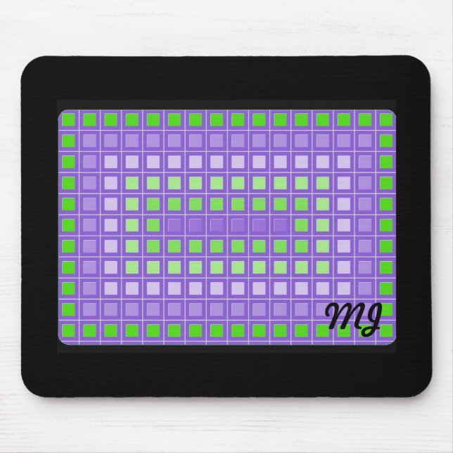Lila Square Mönster med Initialer Musmatta (Framsidan)