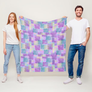 Lila Squares Abstrakt Fleece Blanket