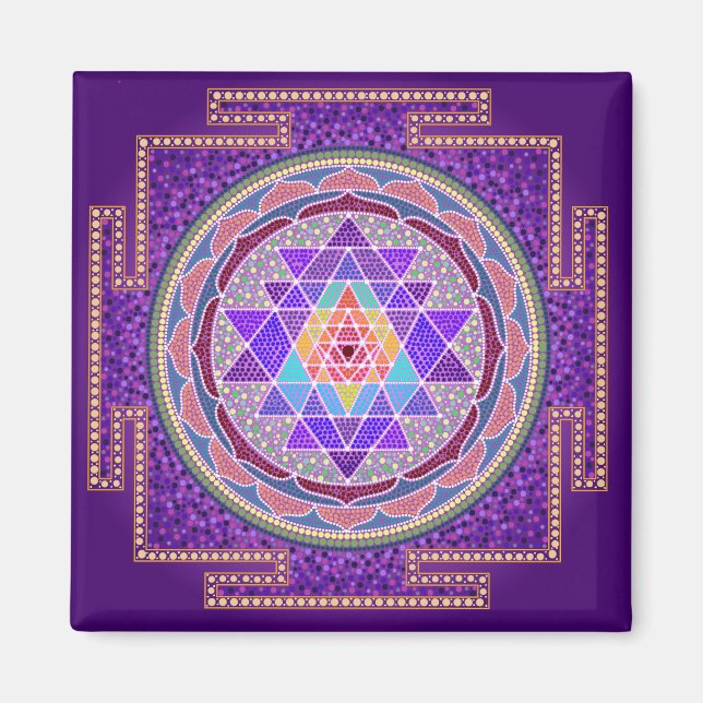 Lila Sri Yantra Magnet (Framsidan)