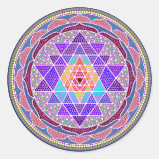 Lila Sri Yantra Runt Klistermärke