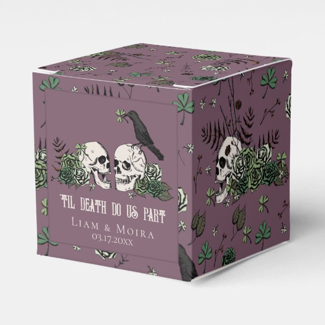 Lila St. Patricks Day Blommig Skalle Irlands Bröll Presentaskar (Framsidan Sidan)