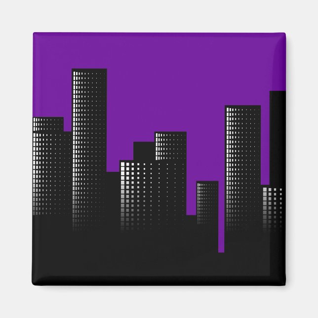 lila stadslandskap magnet (Framsidan)