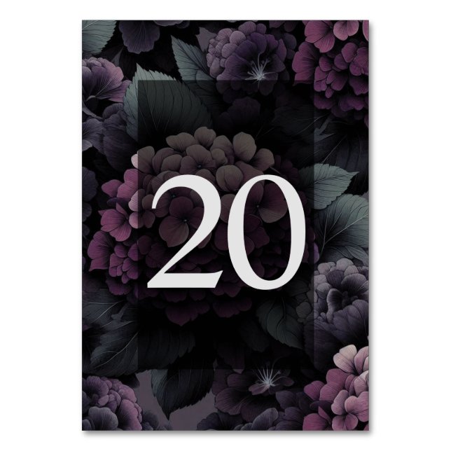 Lila stämningsfull blomsterbord 20 bordsnummer (Framsidan)