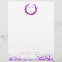 Lila stänk, moderna vattenfärgsbokstäver brevhuvud