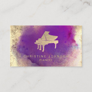 lila stänk piano-logotyp visitkort