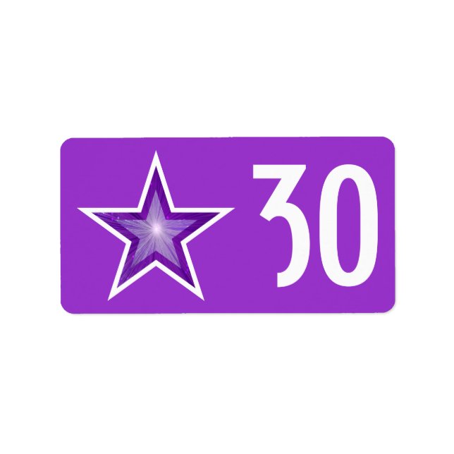 Lila Star "Ålder"-etikett lila Adressetikett (Framsidan)