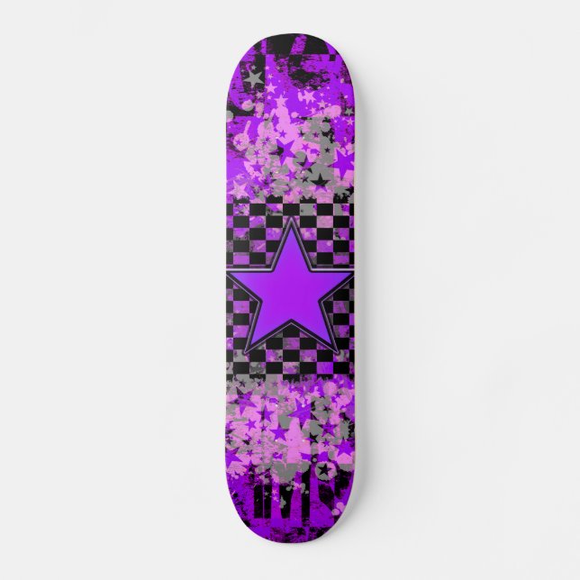 Lila Star Anpassningsbar Skateboard (Framsida)