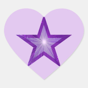 Lila Star-dekal blek lila Hjärtformat Klistermärke