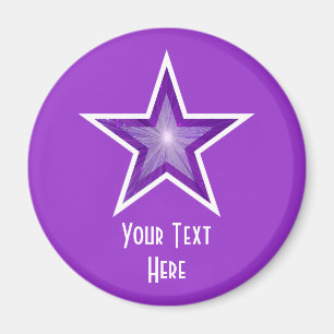 Lila Star "Din text"-lila för kylskåp Magnet