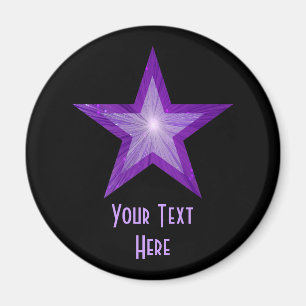 Lila Star "Din text", svart kylskåp Magnet