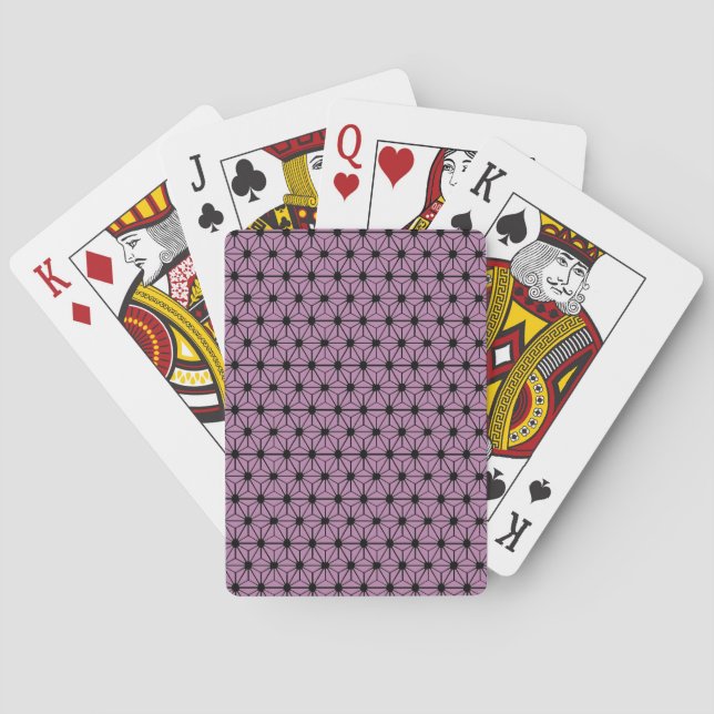 lila star mönster med svart linje spel kort (Baksidan)