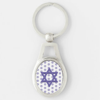 Lila Star of David Seamless Ovalt Silverfärgad Nyckelring