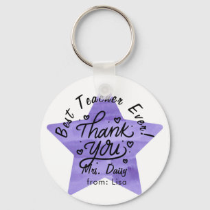 Lila Star Teacher Tack Gift Keychain Nyckelring