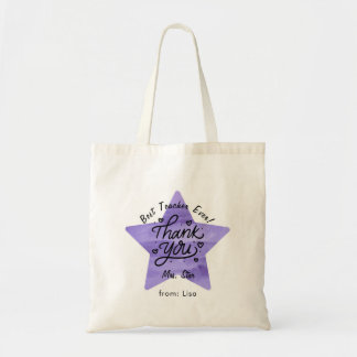 Lila Star Teacher Tack Gift Tote Bag Tygkasse