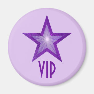 Lila Star "VIP"-kylskåpsmagnet runt blekens lila Magnet