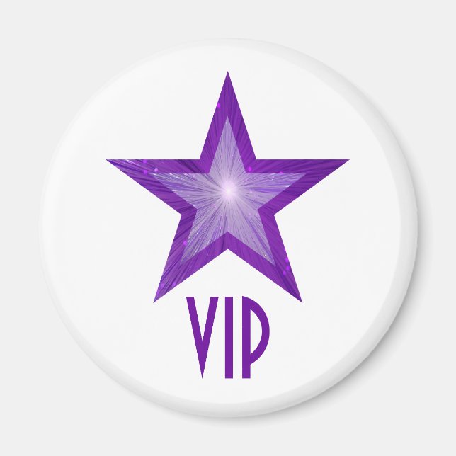 Lila Star "VIP"-kylskåpsmagnet runt vitt Magnet (Framsidan)