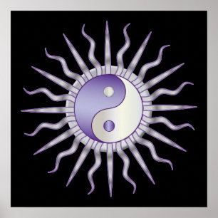 Lila Starburst Yin Yang Poster