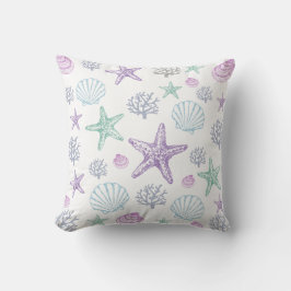 Lila Starfish Snäcka Mönster Kudde