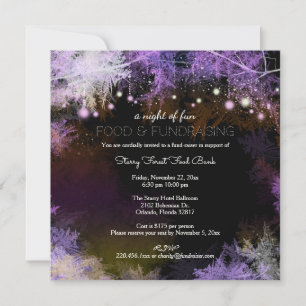 Lila Starry Forest Charity Fundising Inbjudningar