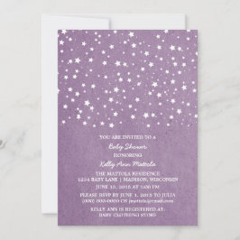 Lila Starry Night Baby Shower Inbjudan