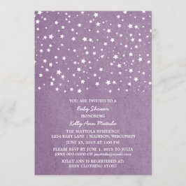 Lila Starry Night Baby Shower Inbjudan